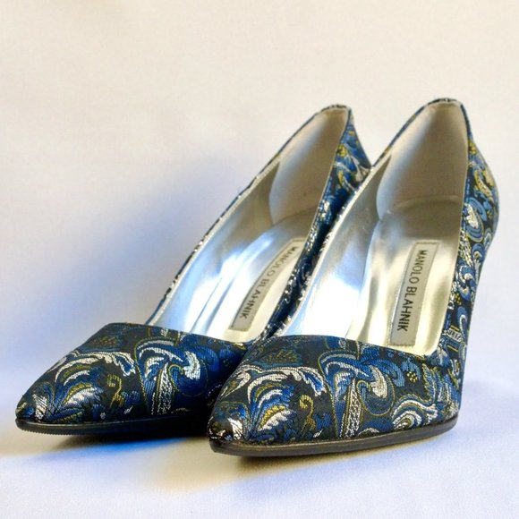 Manolo Blahnik BB 90 Printed Pump NWT Sole Protected - Picture 1 of 11